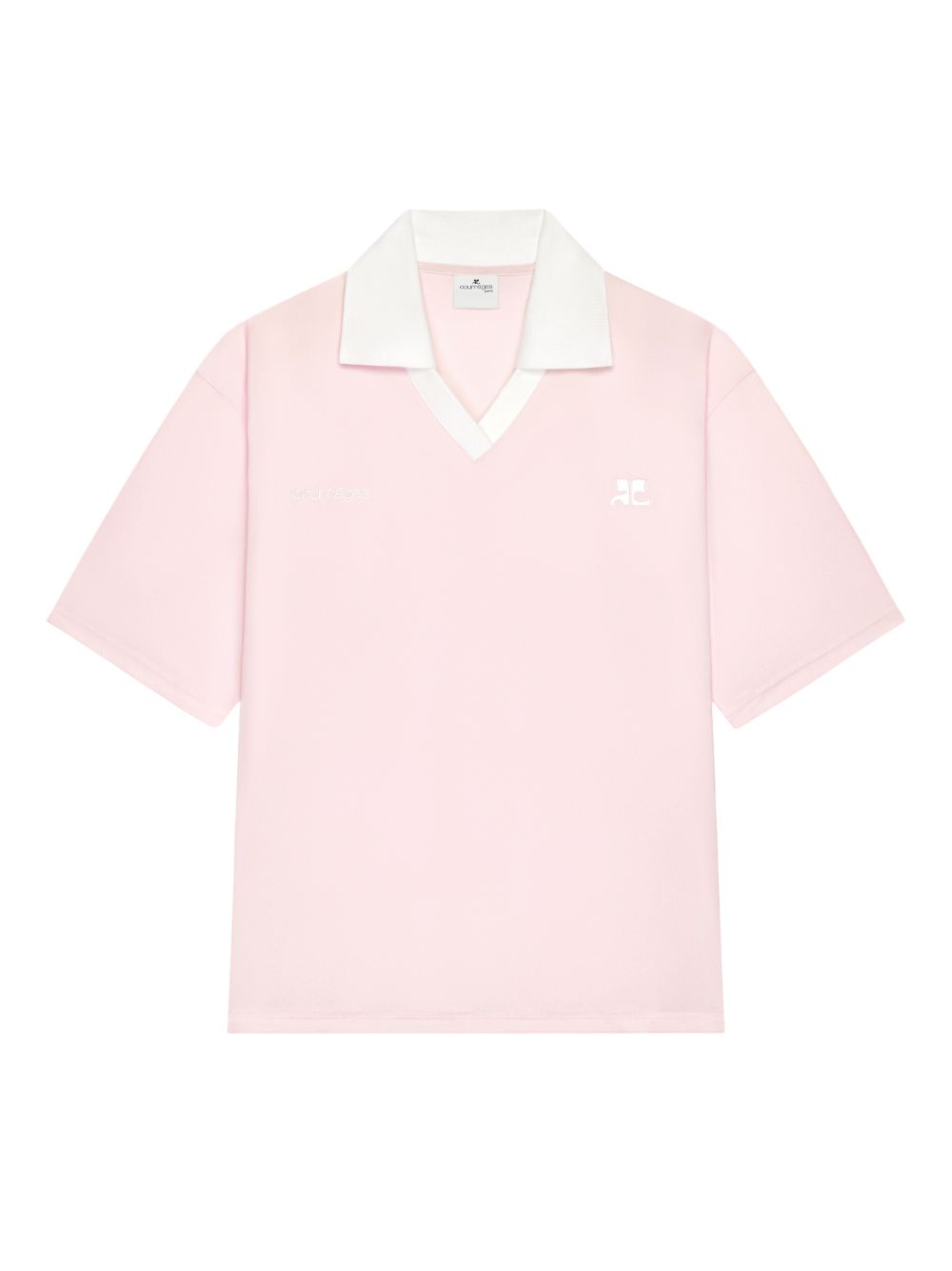 Courreges Pre Logo-Embroidered Oversize Polo Shirt — Pink by Courreges Pre