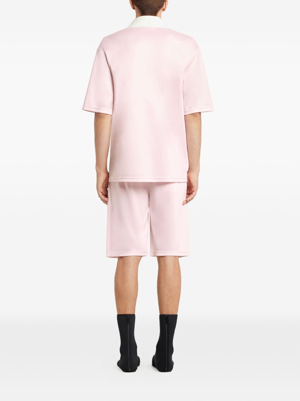 Courreges Pre Logo-Embroidered Oversize Polo Shirt — Pink, view 2