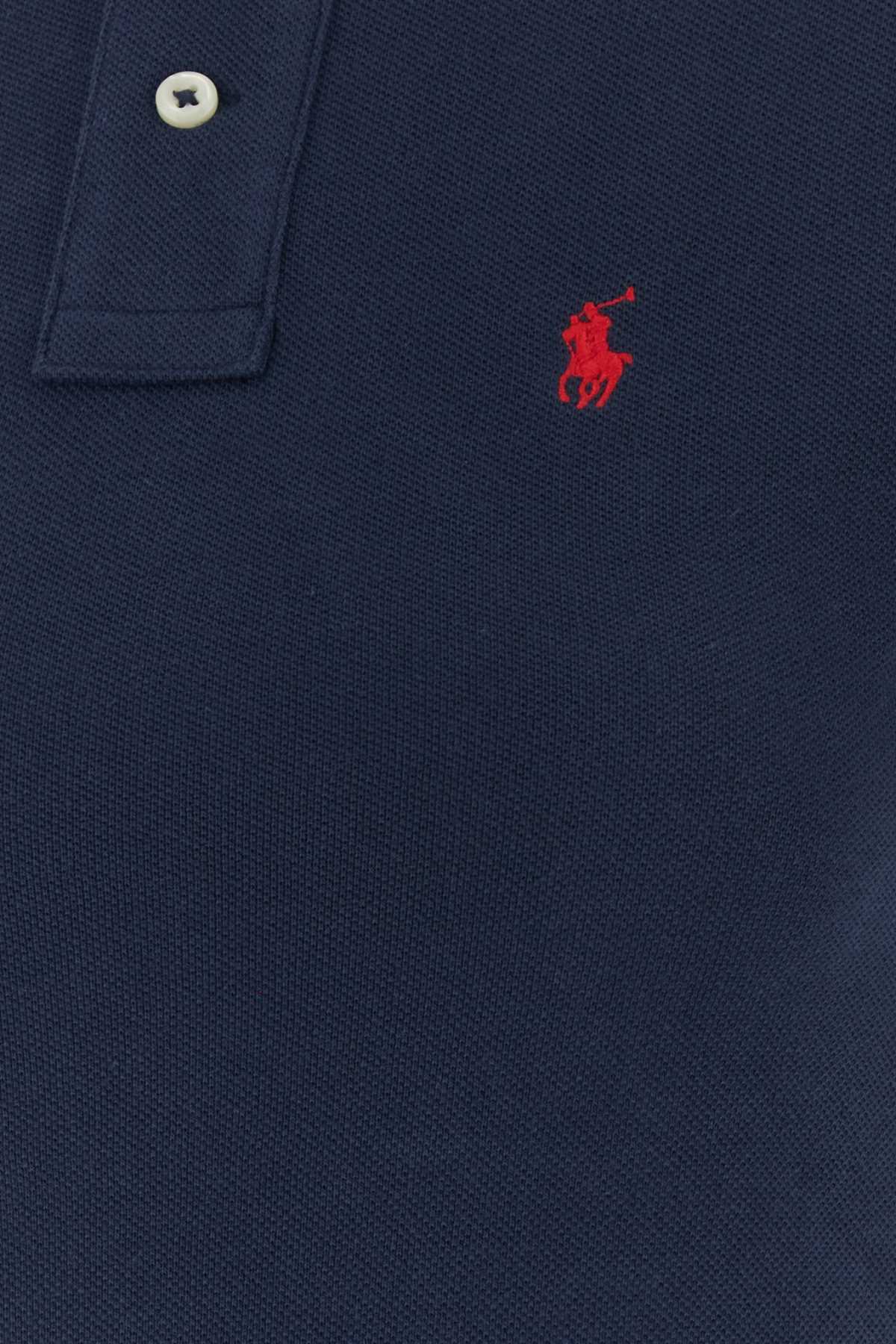 Polo Ralph Lauren Jr Piqué Cotton Polo Shirt — Navy, view 3