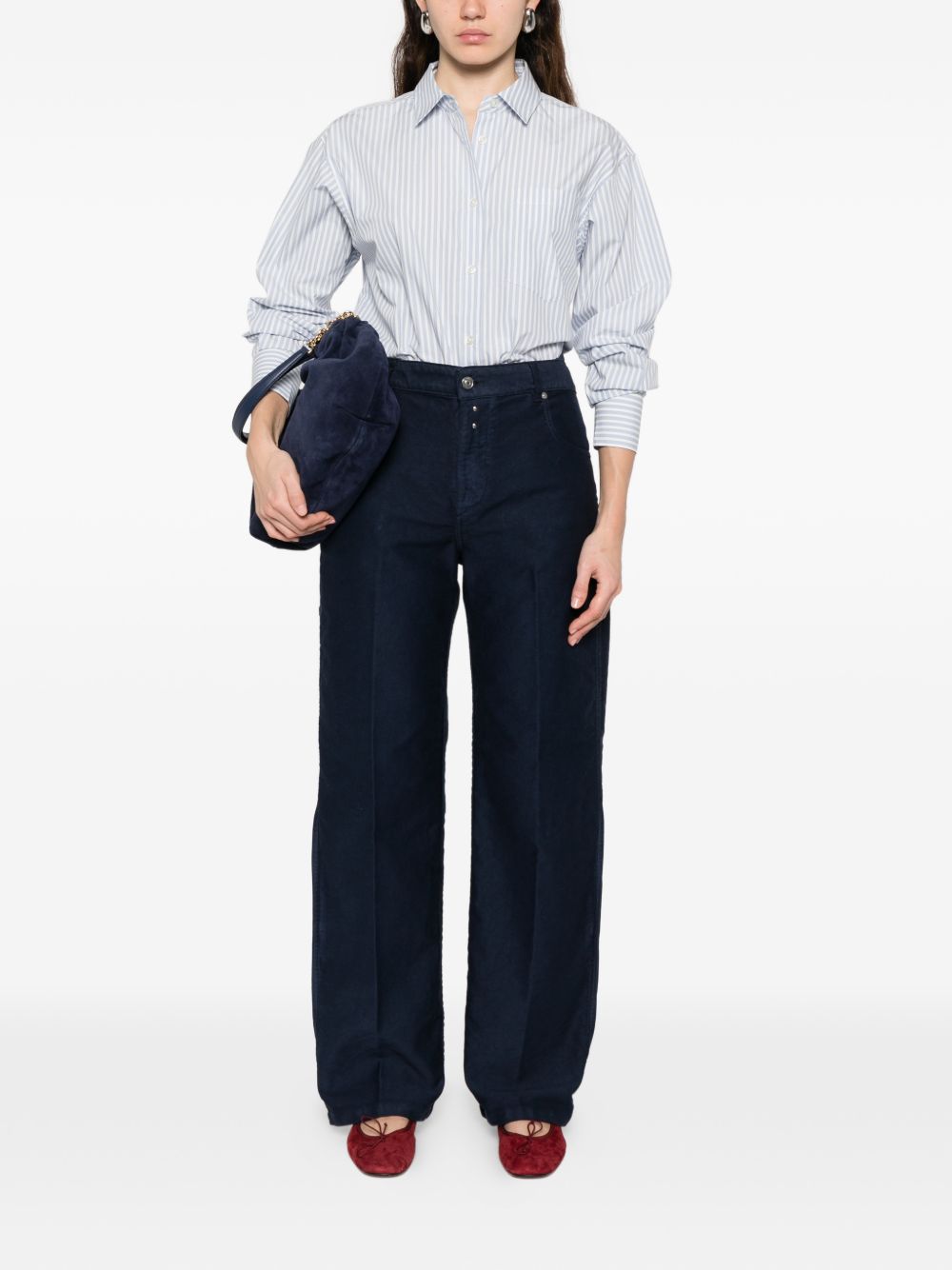 Woolrich Striped Cotton Shirt — Blue, view 3