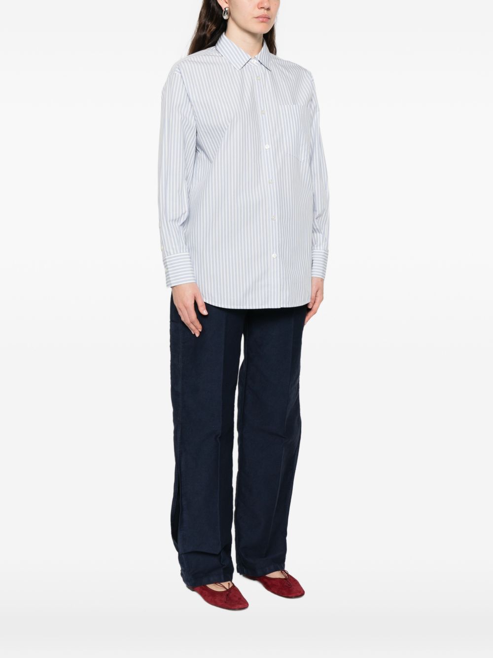 Woolrich Striped Cotton Shirt — Blue, view 4