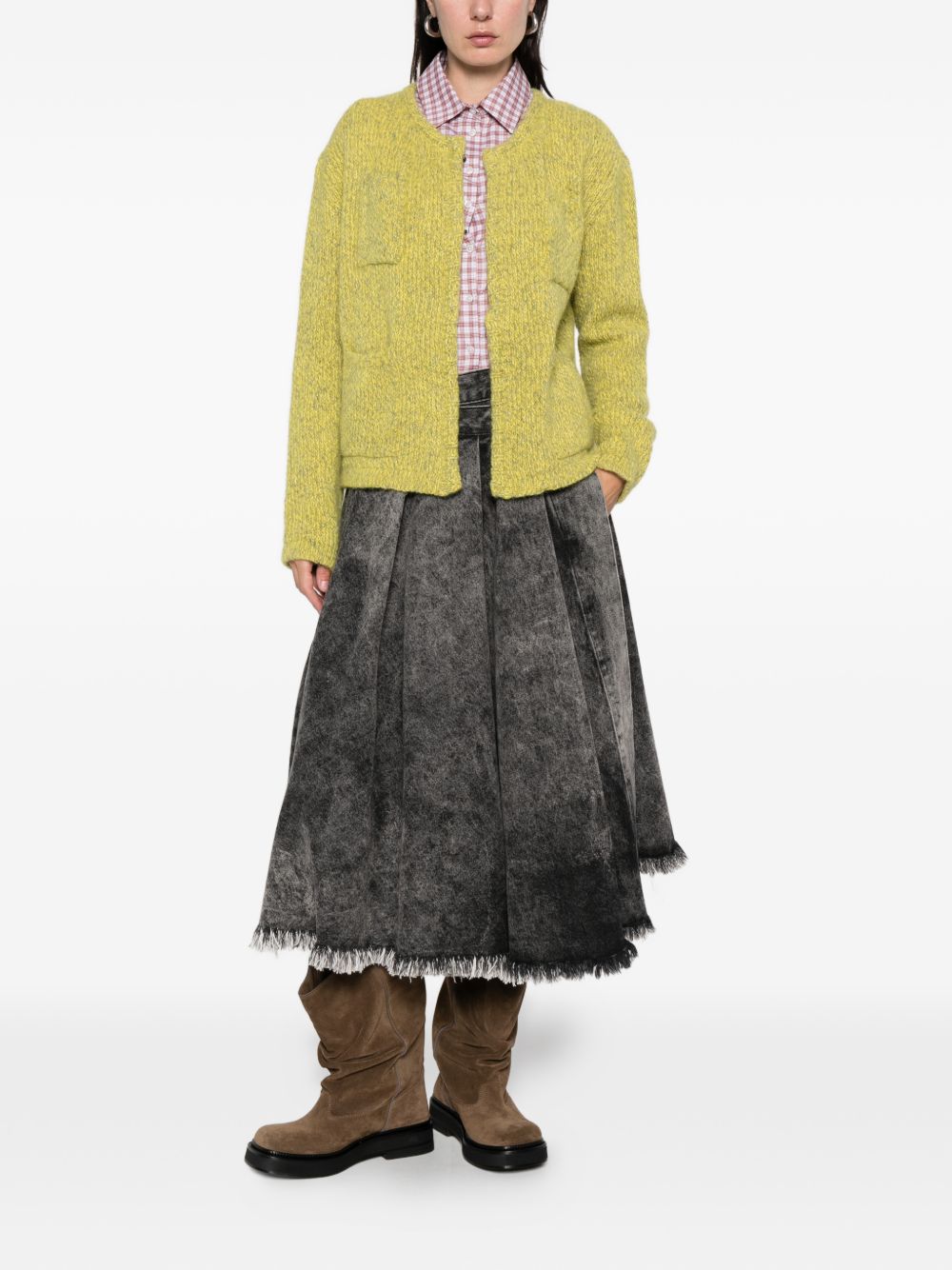 LN22 Knit Open-Front Cardigan — Yellow, view 3