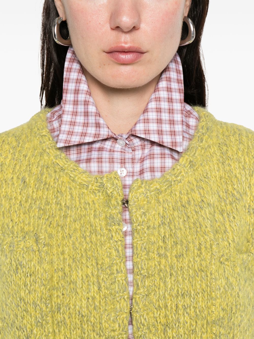 LN22 Knit Open-Front Cardigan — Yellow, view 5