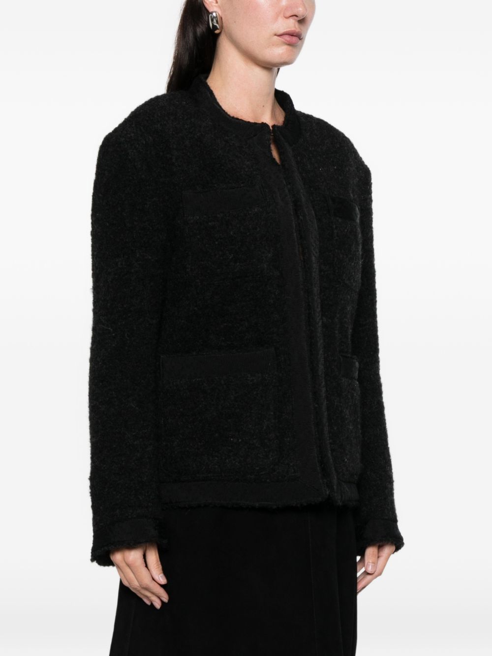 LN22 Textured Wool Jacket — Black, view 3
