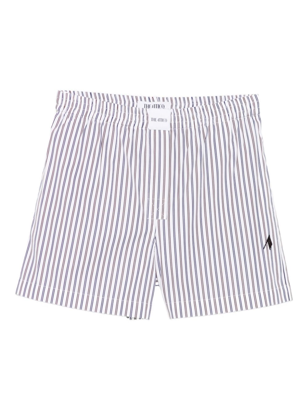 The Attico Striped Cotton Shorts — White by The Attico