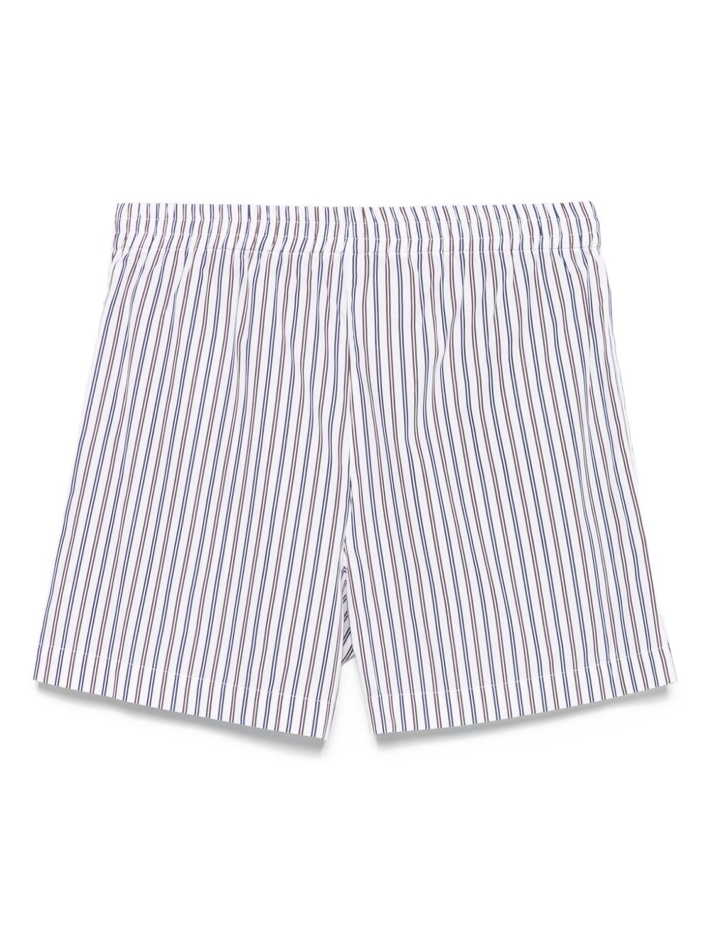 The Attico Striped Cotton Shorts — White, view 2