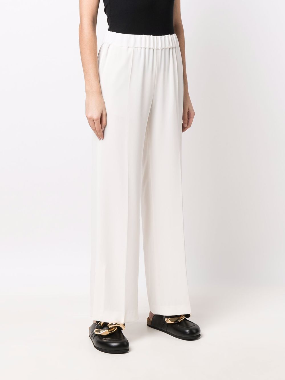 Alberto Biani Wide-Leg Cady Trousers — White, view 2