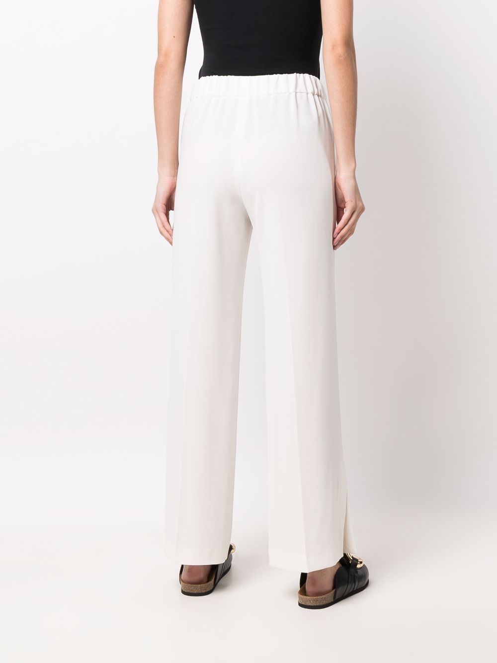 Alberto Biani Wide-Leg Cady Trousers — White, view 4