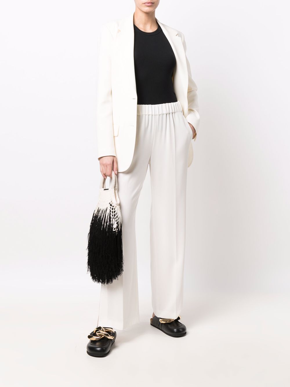 Alberto Biani Wide-Leg Cady Trousers — White, view 5