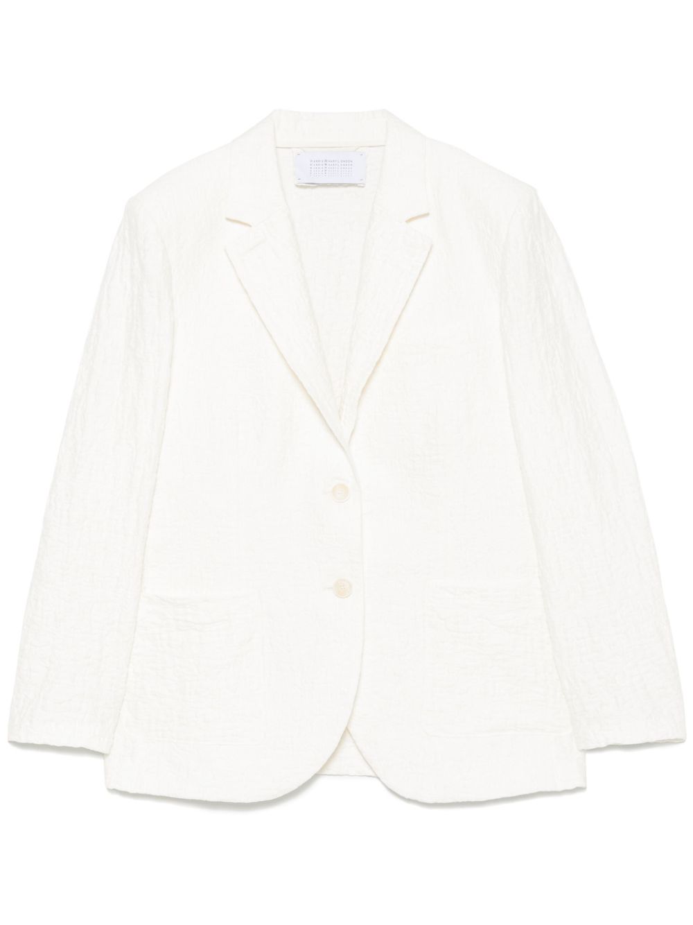 Harris Wharf London Crinkled Shoulder-Pad Cotton Blend Blazer — White by Harris Wharf London