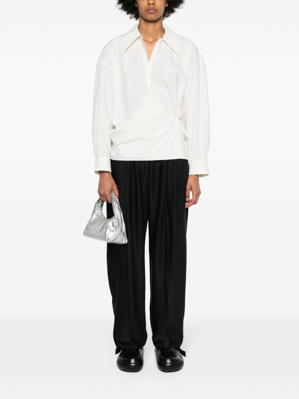 Studio Nicholson PRE Wool Wide-Leg Trousers — Black, view 4