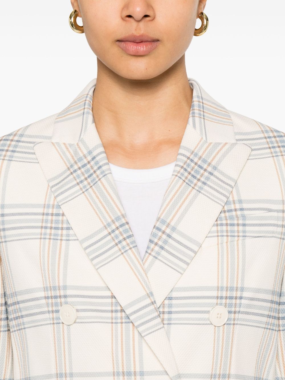 Circolo 1901 Double-Breasted Cotton Blazer — Cream, view 2