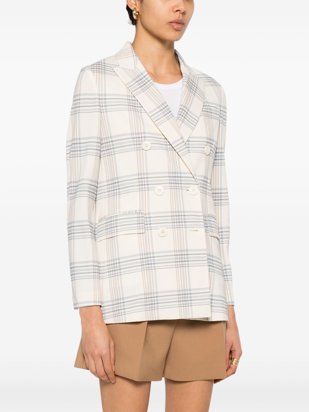 Circolo 1901 Double-Breasted Cotton Blazer — Cream, view 5