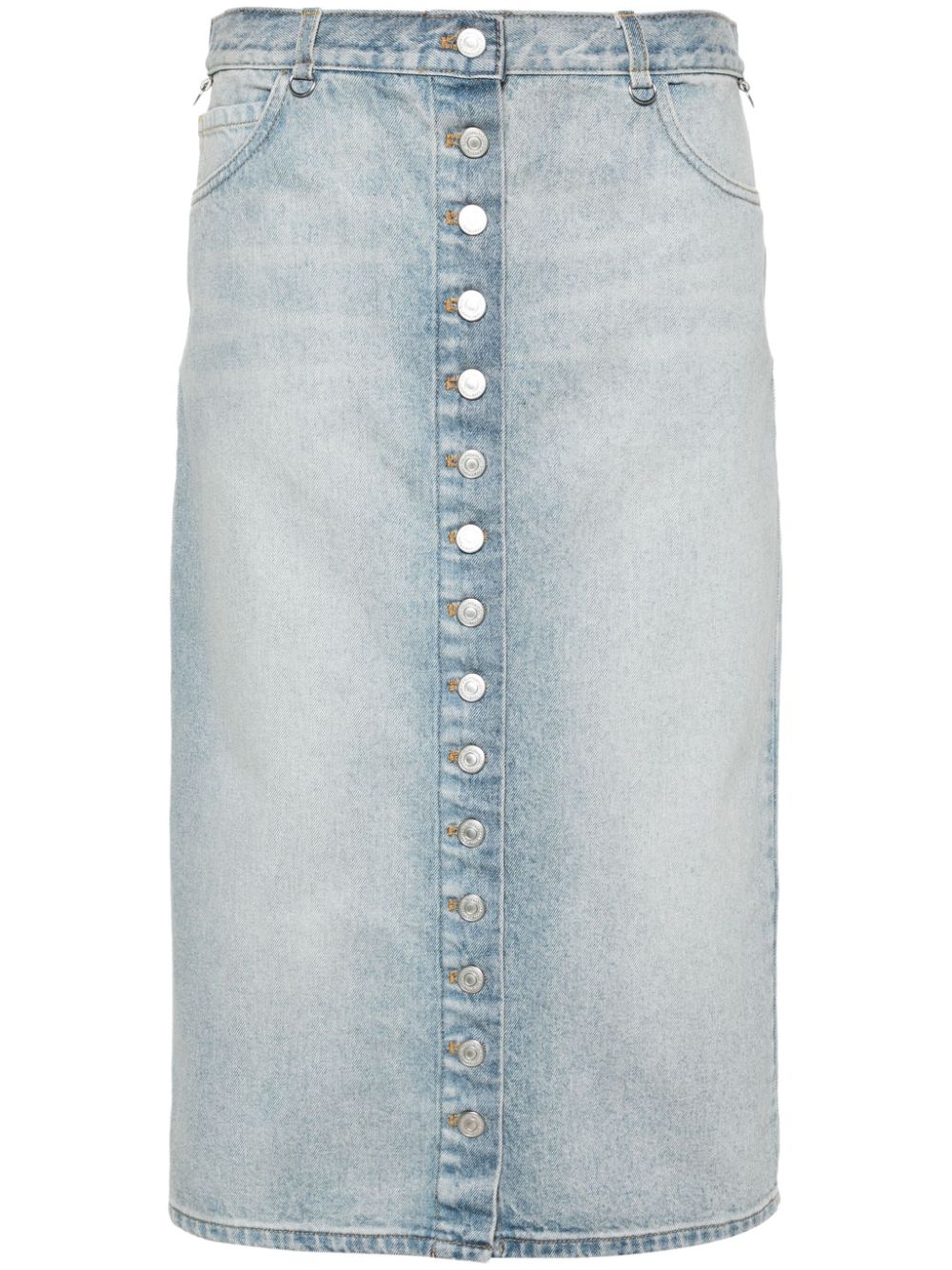 Courreges Pre Button-Front Denim Skirt — Light Blue by Courreges Pre