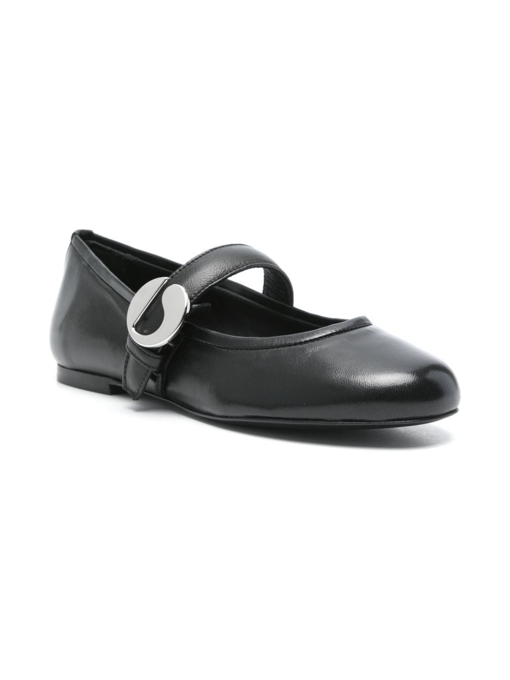 Coperni Logo-Buckle Leather Ballet Flat — Black, view 3