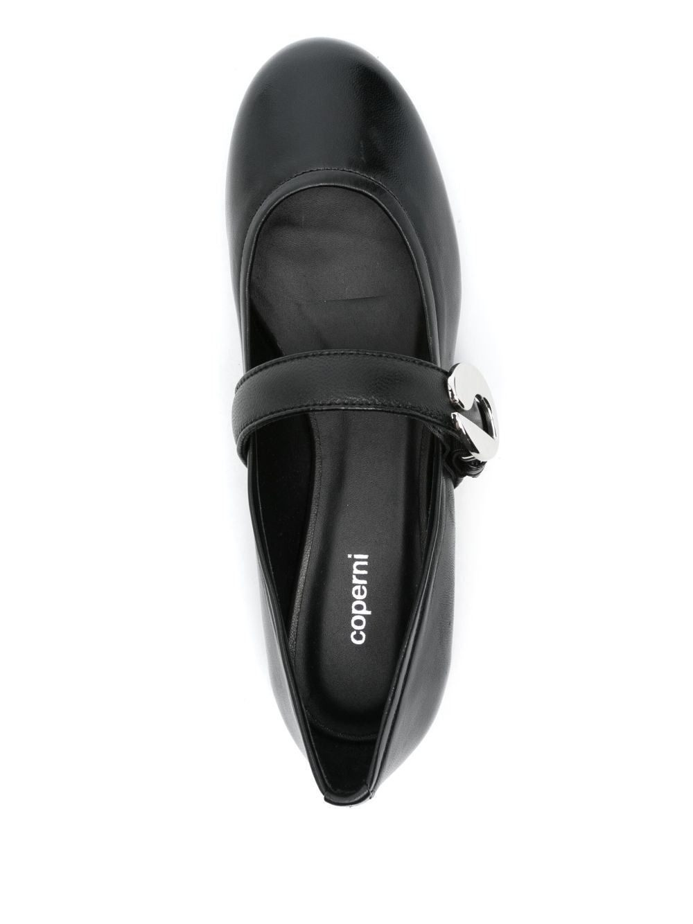 Coperni Logo-Buckle Leather Ballet Flat — Black, view 4