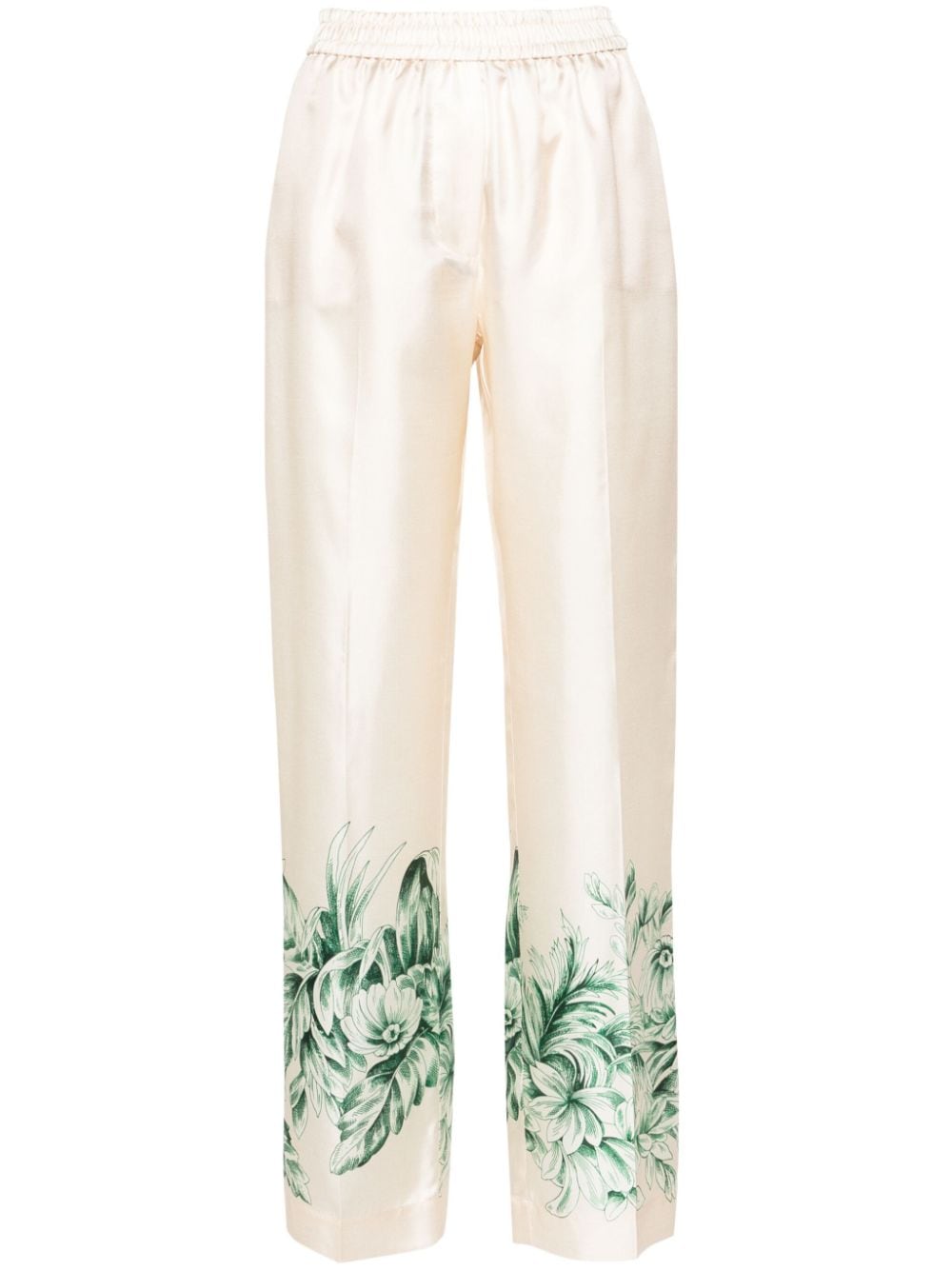 F.R.S . Floral-Print Silk Trousers — Beige by F.R.S .
