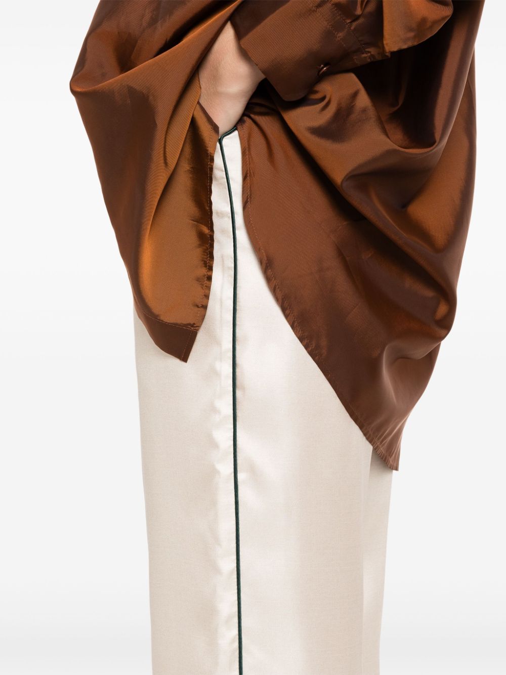 F.R.S . Floral-Print Silk Trousers — Beige, view 2