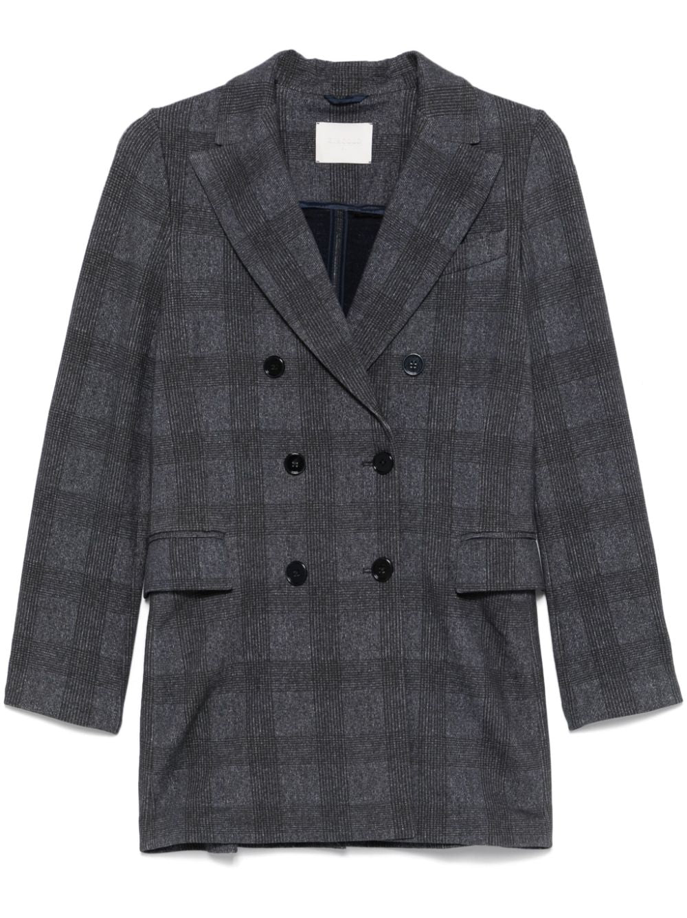 Circolo 1901 Double-Breasted Check Blazer — Charcoal by Circolo 1901