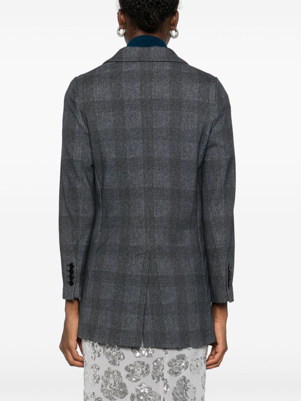 Circolo 1901 Double-Breasted Check Blazer — Charcoal, view 2