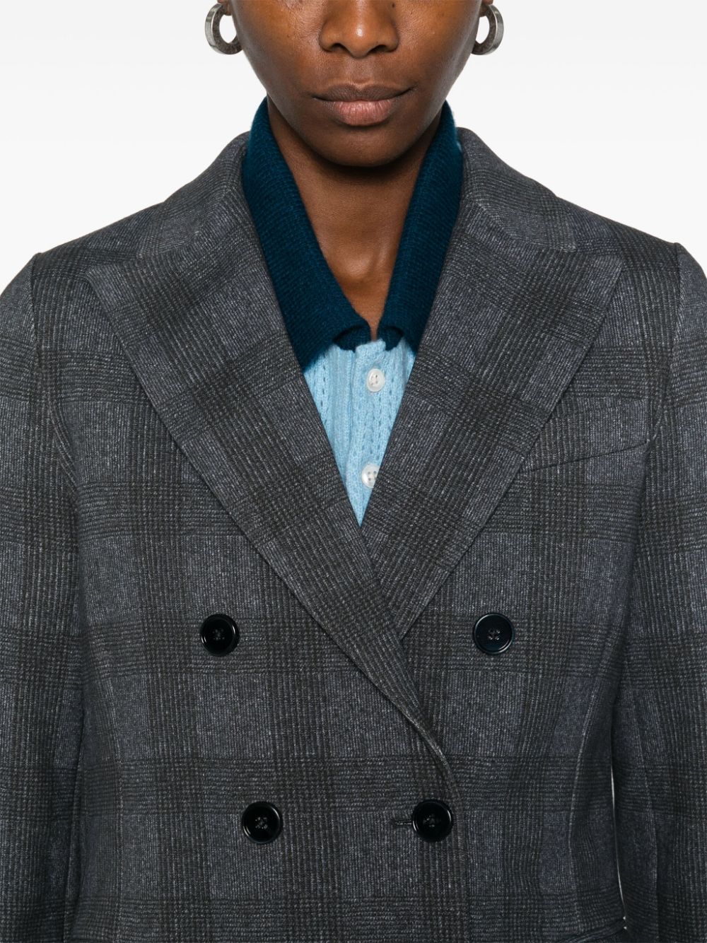 Circolo 1901 Double-Breasted Check Blazer — Charcoal, view 5