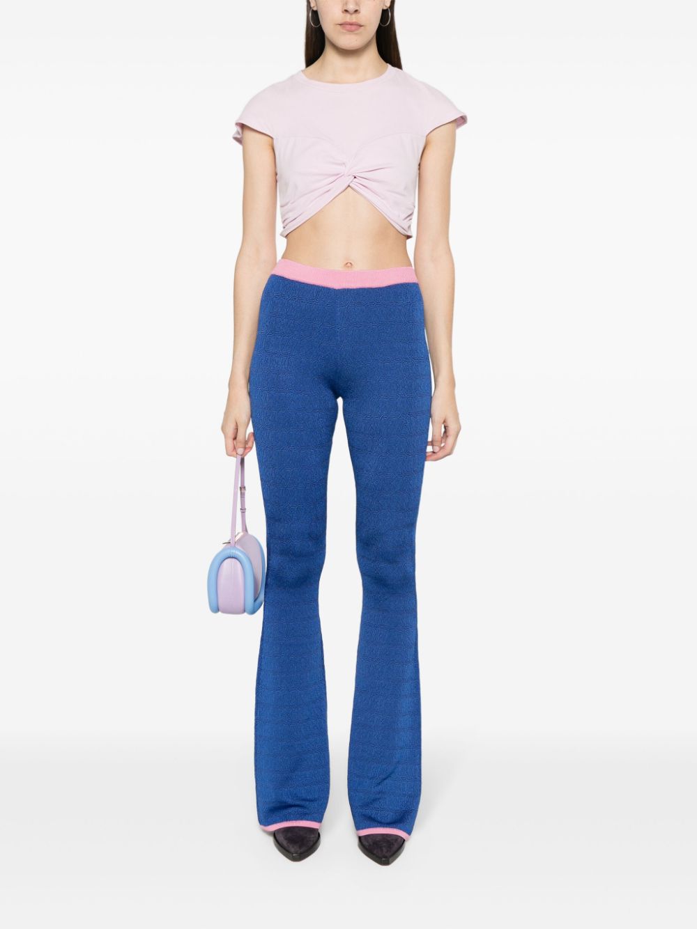 Bally Flared Knit Trousers — Blue, view 2