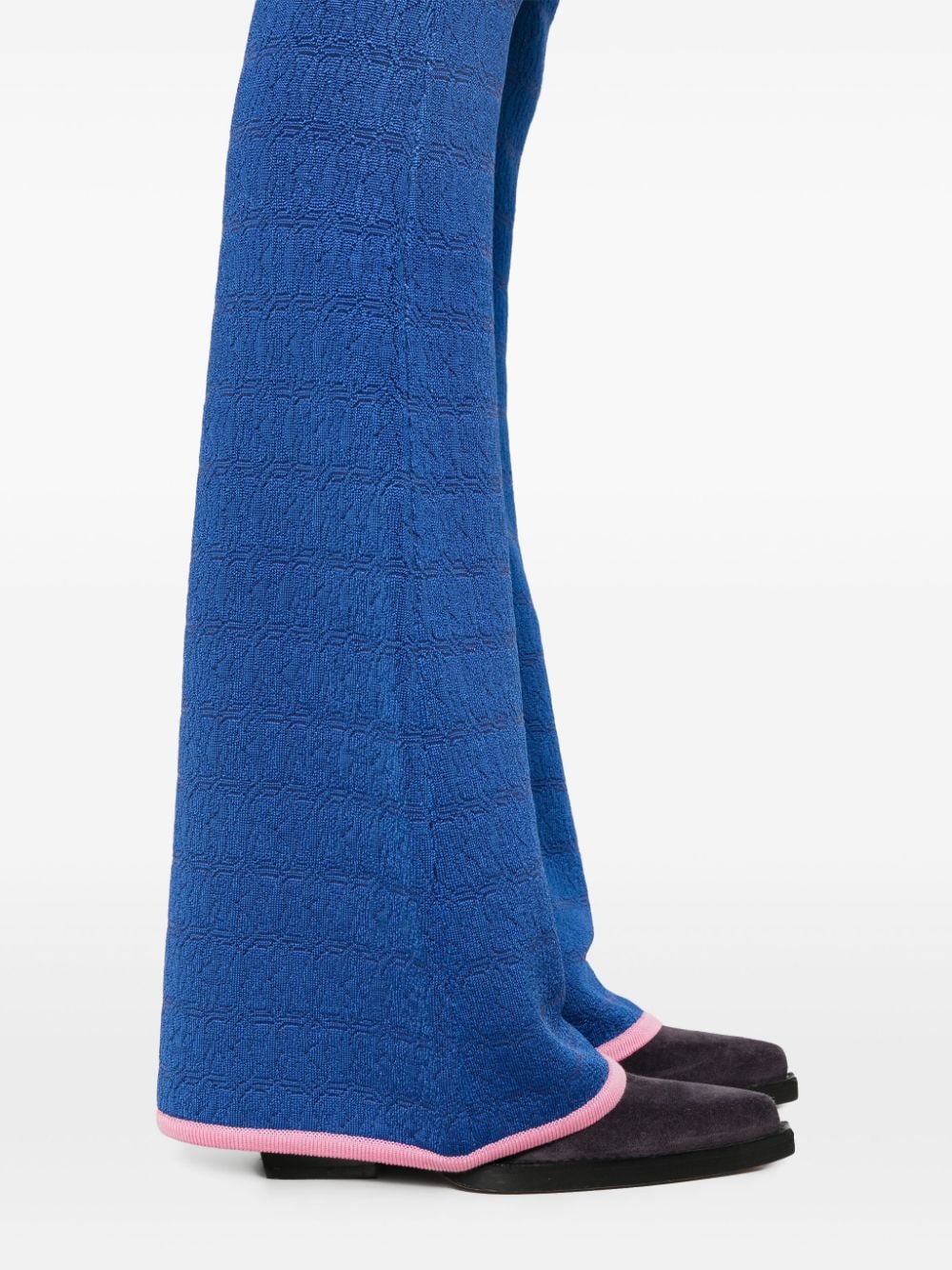 Bally Flared Knit Trousers — Blue, view 3