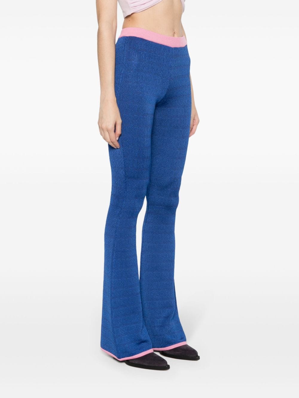 Bally Flared Knit Trousers — Blue, view 4