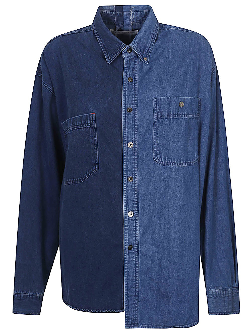 E.L.V. Denim Upcycled Denim Cotton Shirt — Blue by E.L.V. Denim
