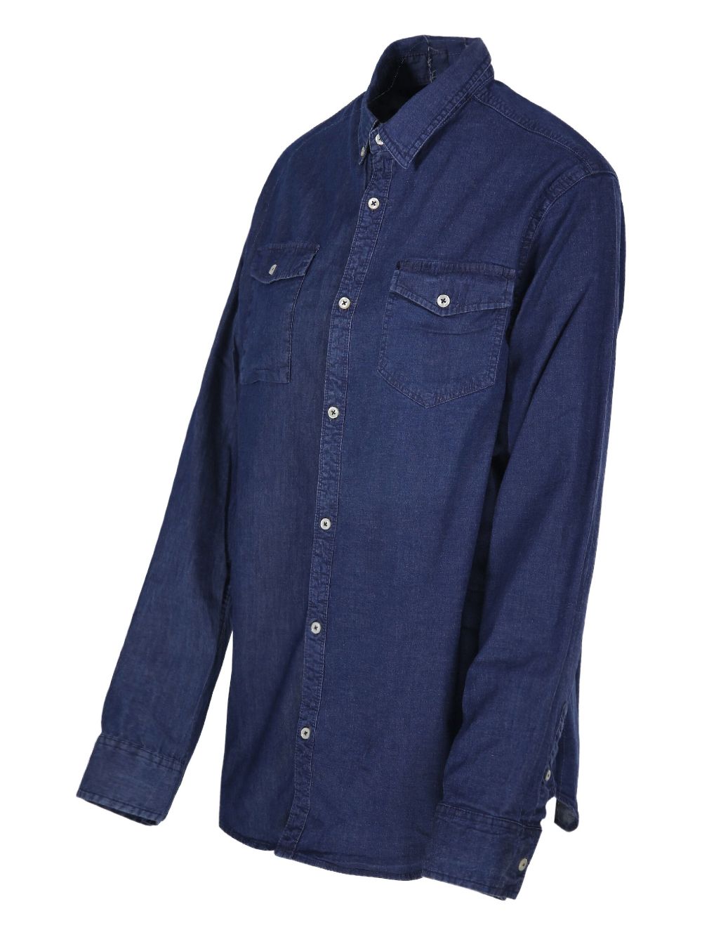 E.L.V. Denim Upcycled Denim Cotton Shirt — Blue, view 6