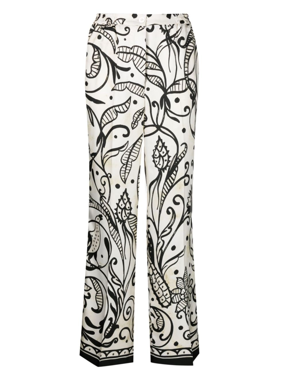 F.R.S . Floral-Print Silk Trousers — Cream by F.R.S .