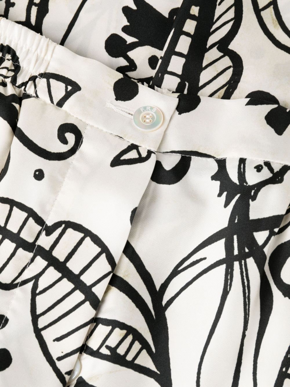 F.R.S . Floral-Print Silk Trousers — Cream, view 2