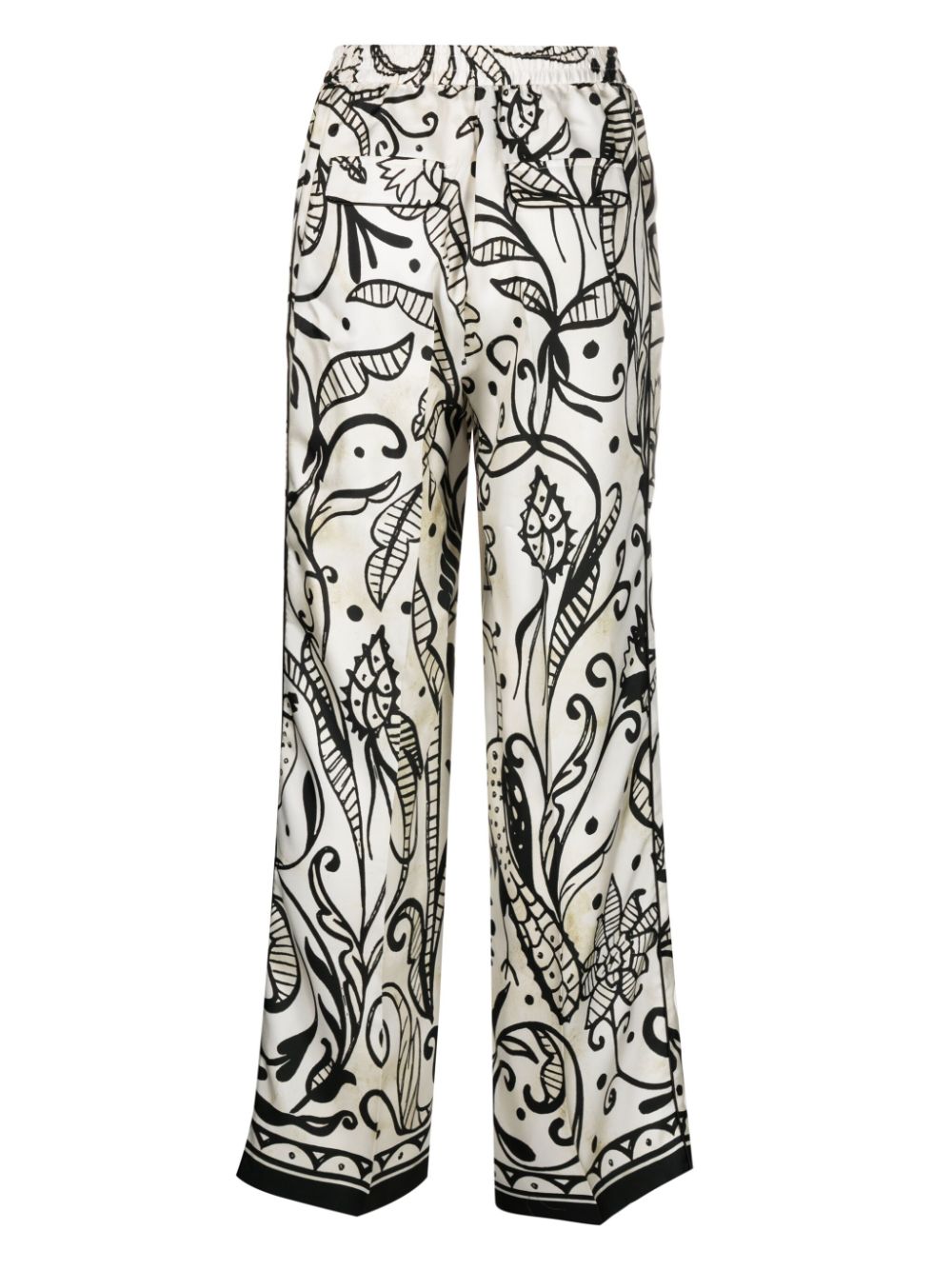 F.R.S . Floral-Print Silk Trousers — Cream, view 3