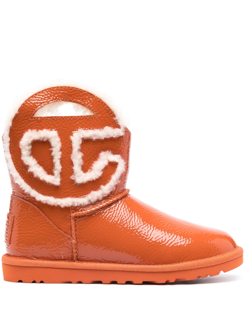 Ugg X Telfar Logo Mini Crinkle Boot — Orange by Ugg X Telfar