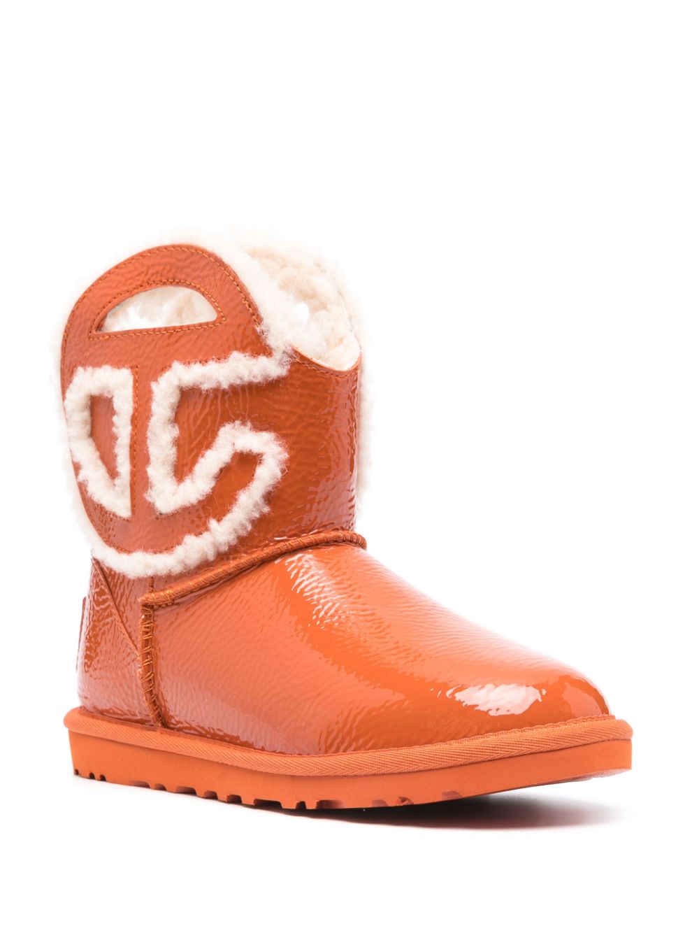 Ugg X Telfar Logo Mini Crinkle Boot — Orange, view 2