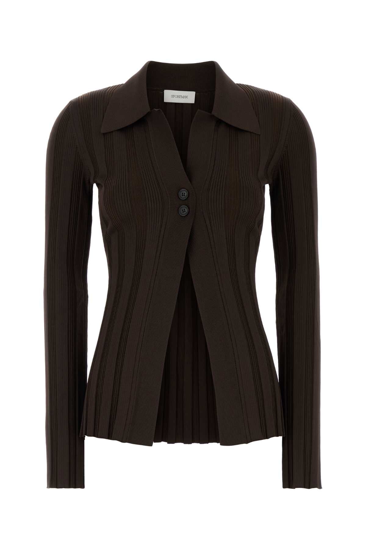 Sportmax Stretch Viscose Blend Cardigan — Brown by Sportmax