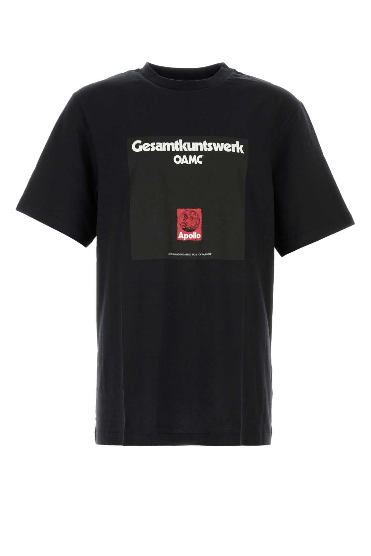 Oamc Logo-Printed Organic Cotton T-Shirt — Black by Oamc