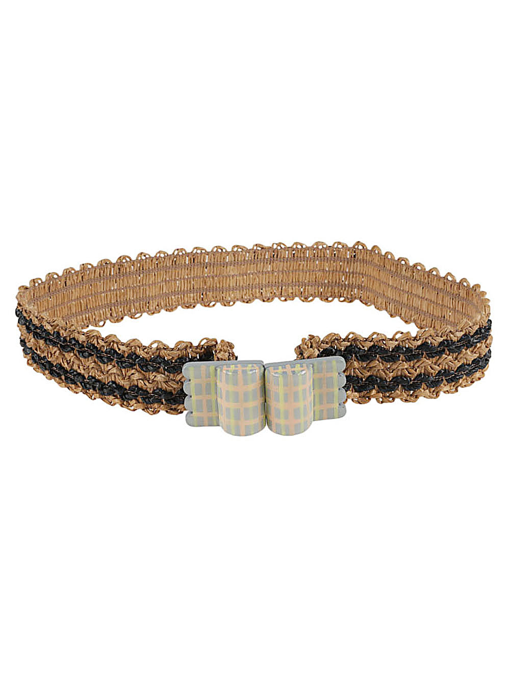 Exquisite J Striped Raffia Belt — Tan by Exquisite J