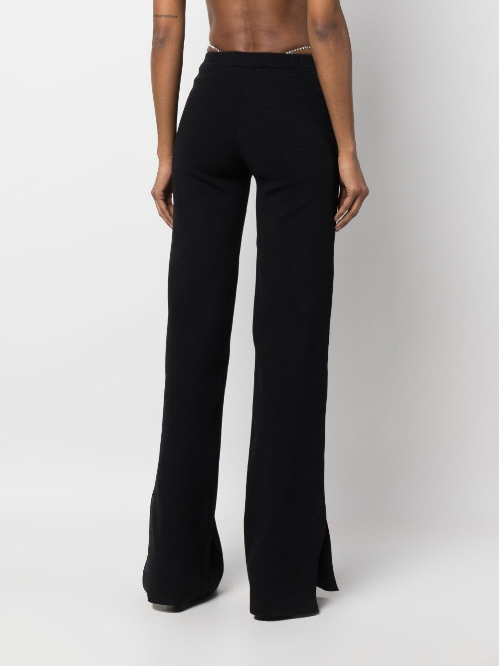 GCDS Crystal-Embellished Flared Trousers — Black, view 4