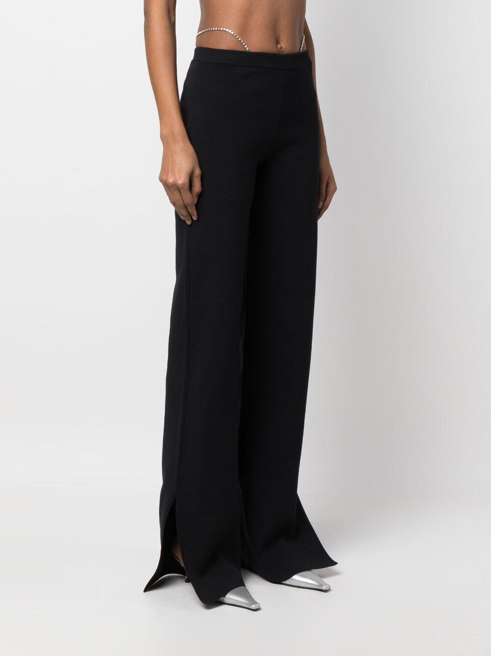 GCDS Crystal-Embellished Flared Trousers — Black, view 5