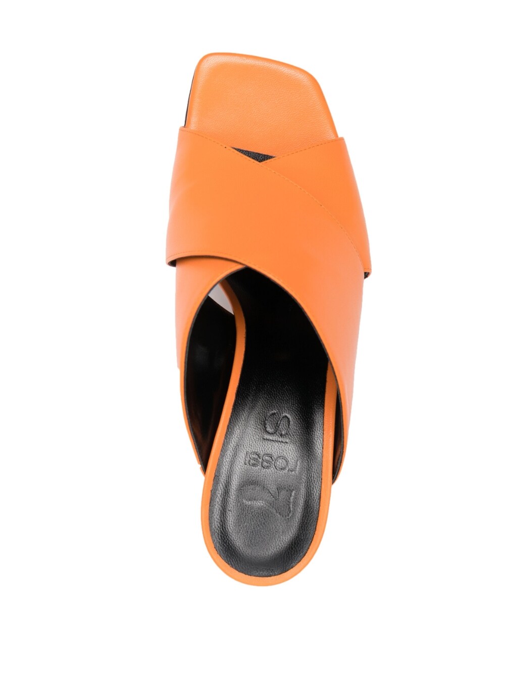 Si Rossi Calf Leather Block Heel Mule — Orange, view 2