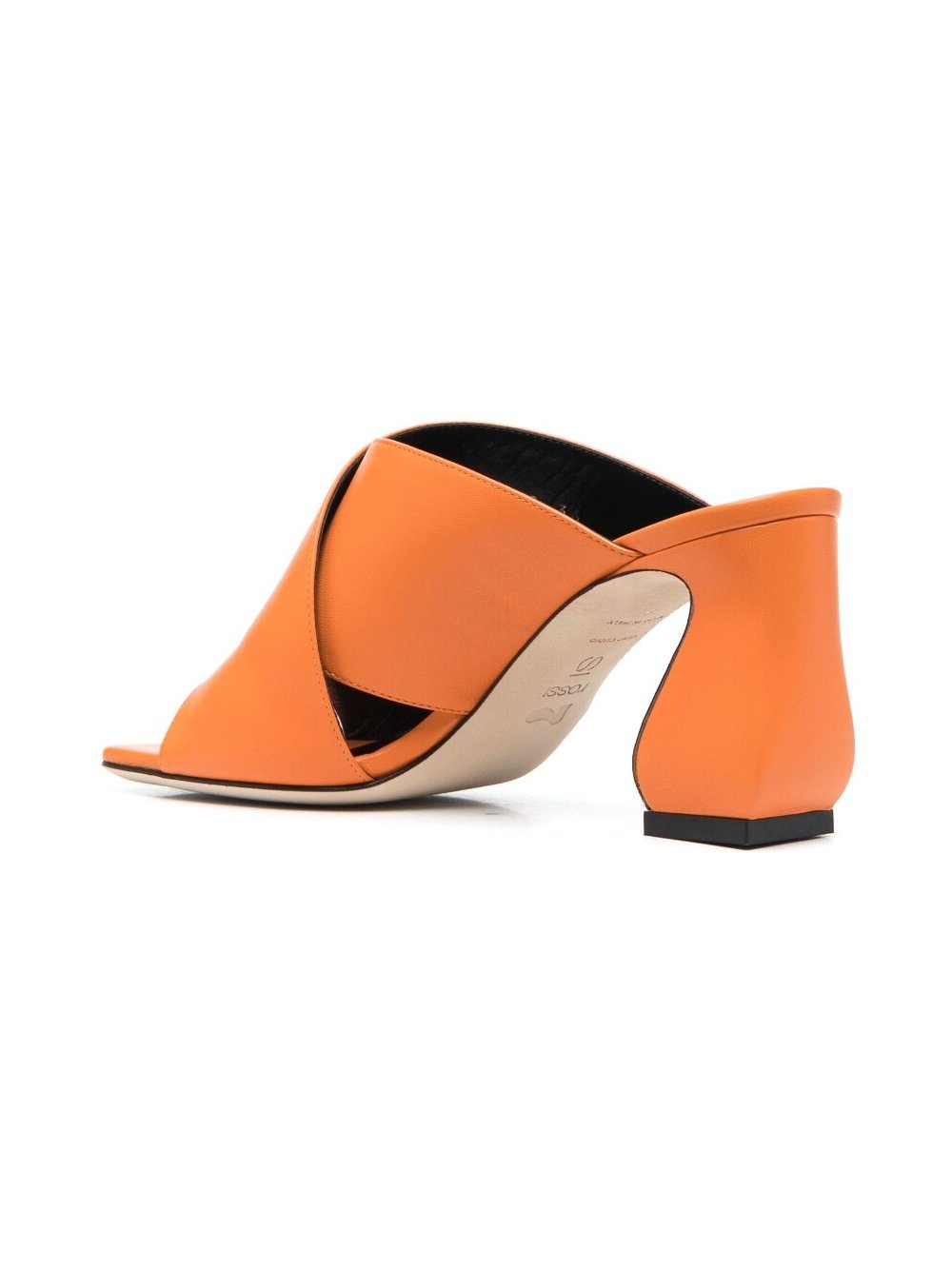 Si Rossi Calf Leather Block Heel Mule — Orange, view 3
