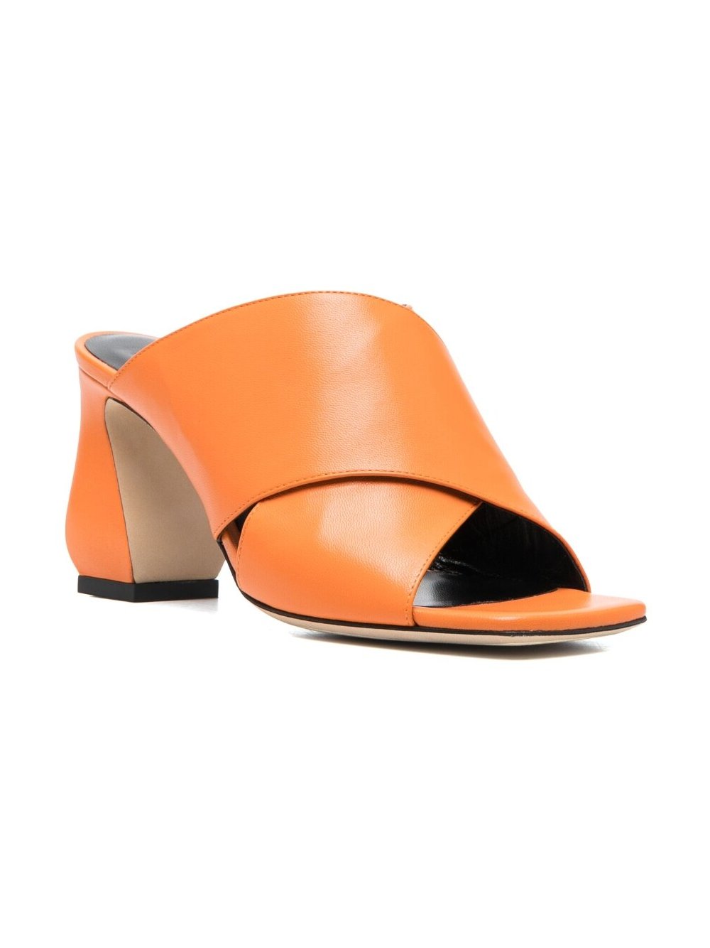Si Rossi Calf Leather Block Heel Mule — Orange, view 4
