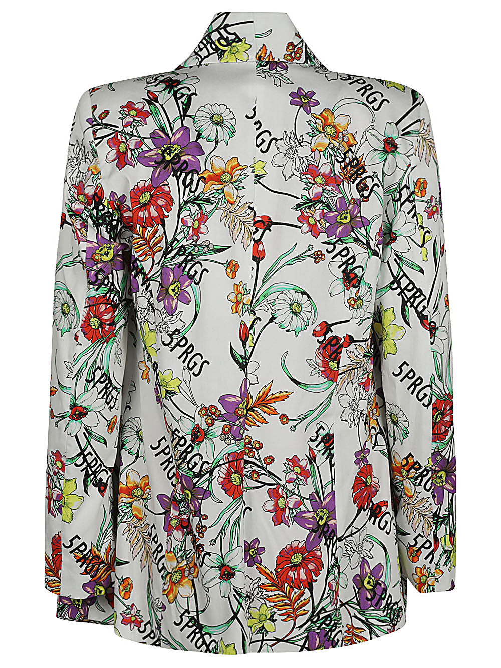 5Progress Floral-Print Blazer — Cream, view 2