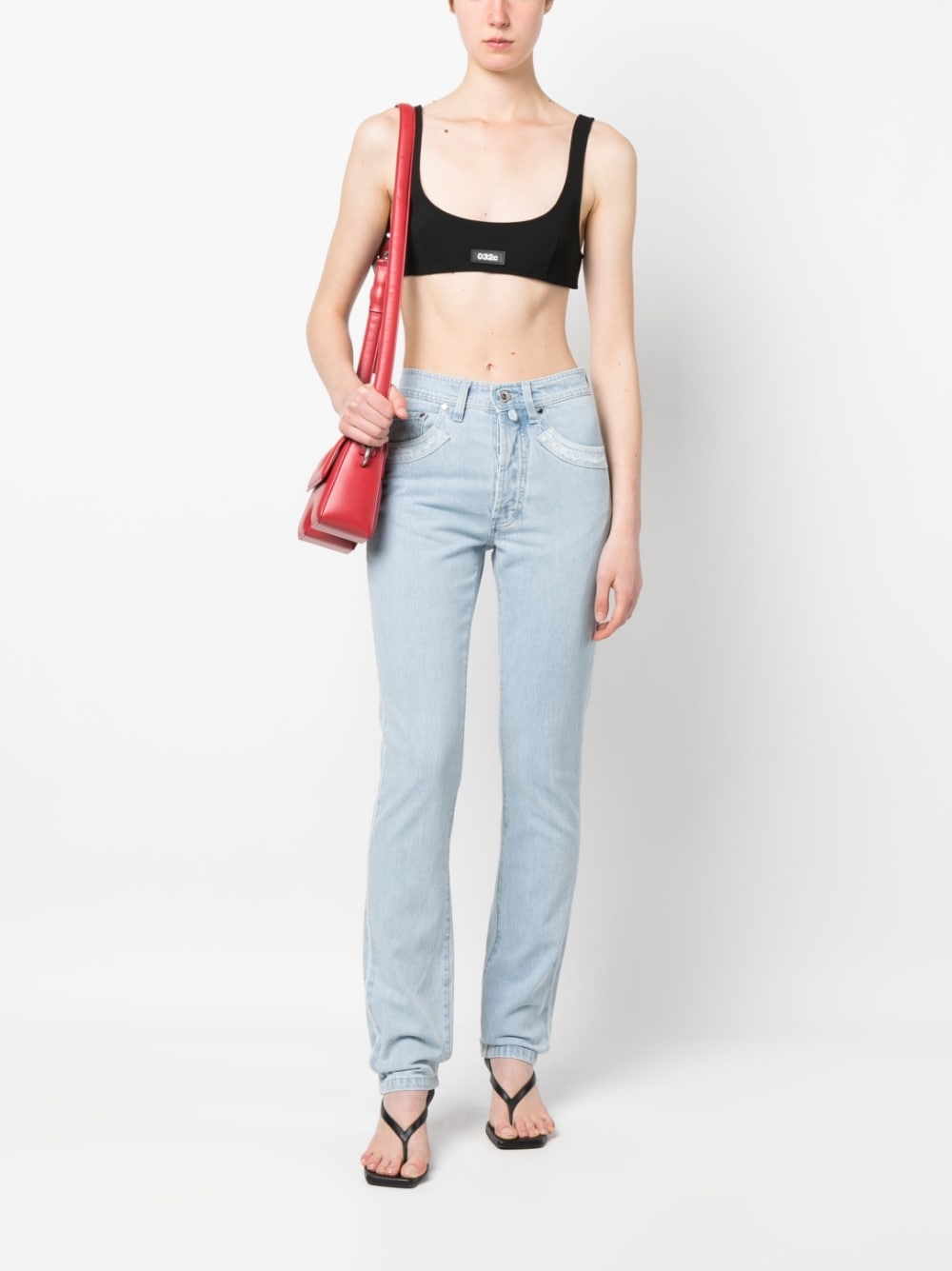 032C Patchwork Organic Cotton Jeans — Light Blue, view 4