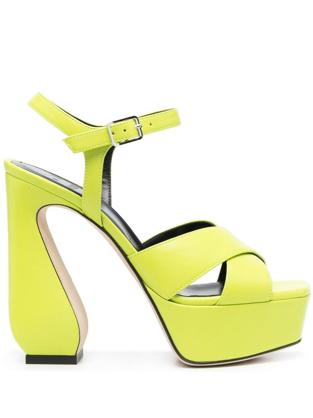 Si Rossi Sculpted-Heel Platform Heel Sandal — Lime by Si Rossi