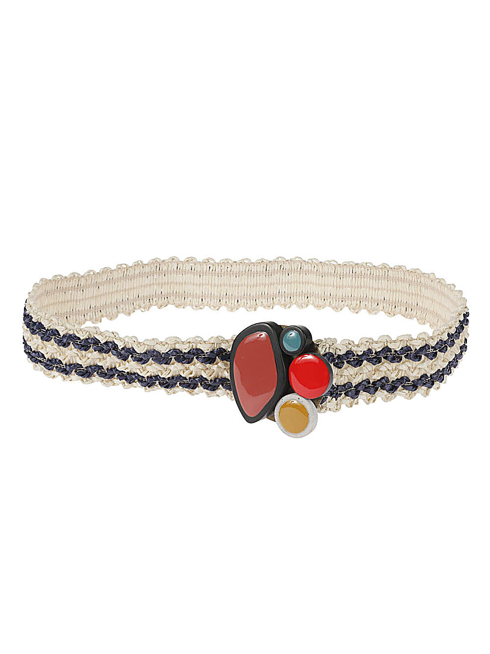 Exquisite J Striped Raffia Belt — Cream by Exquisite J