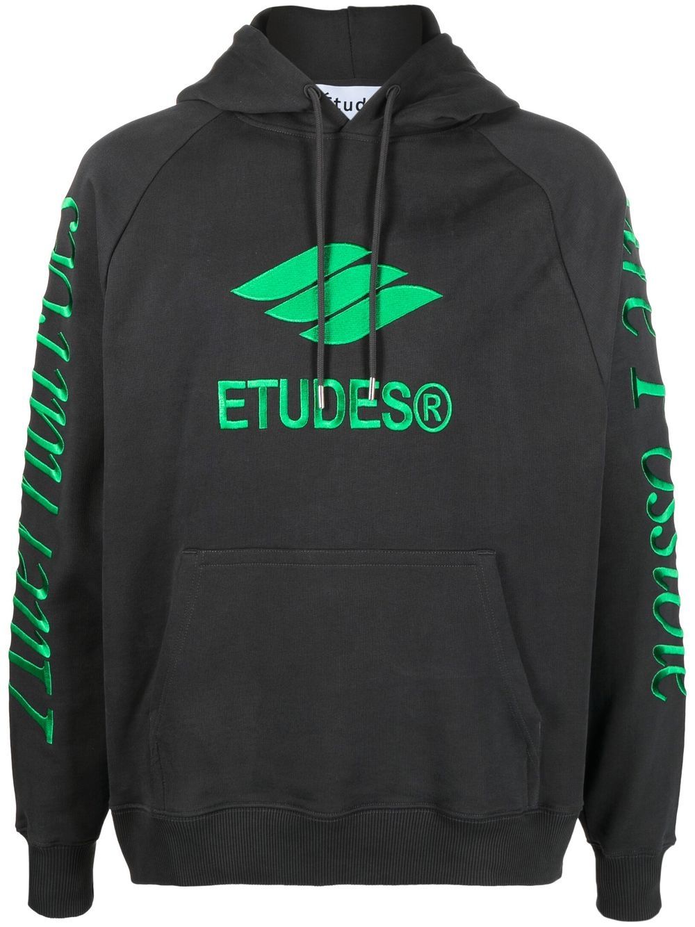 Études Logo-Embroidered Organic Cotton Hoodie — Black by Études