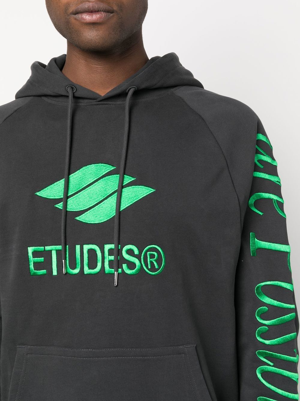 Études Logo-Embroidered Organic Cotton Hoodie — Black, view 5