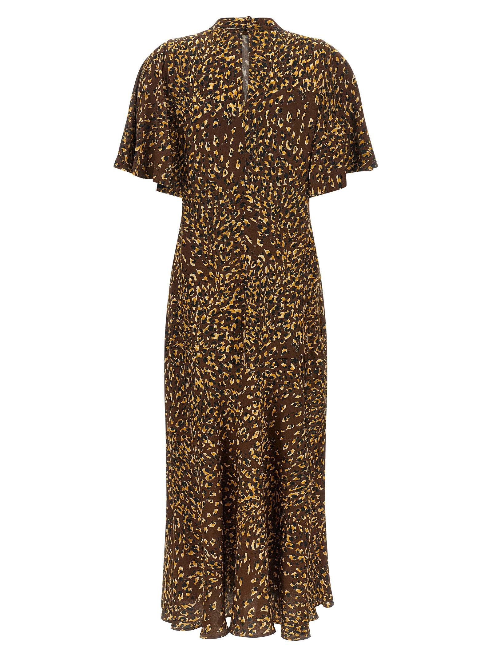 Twin Set Animal-Print Bias-Cut Dress — Brown, view 2
